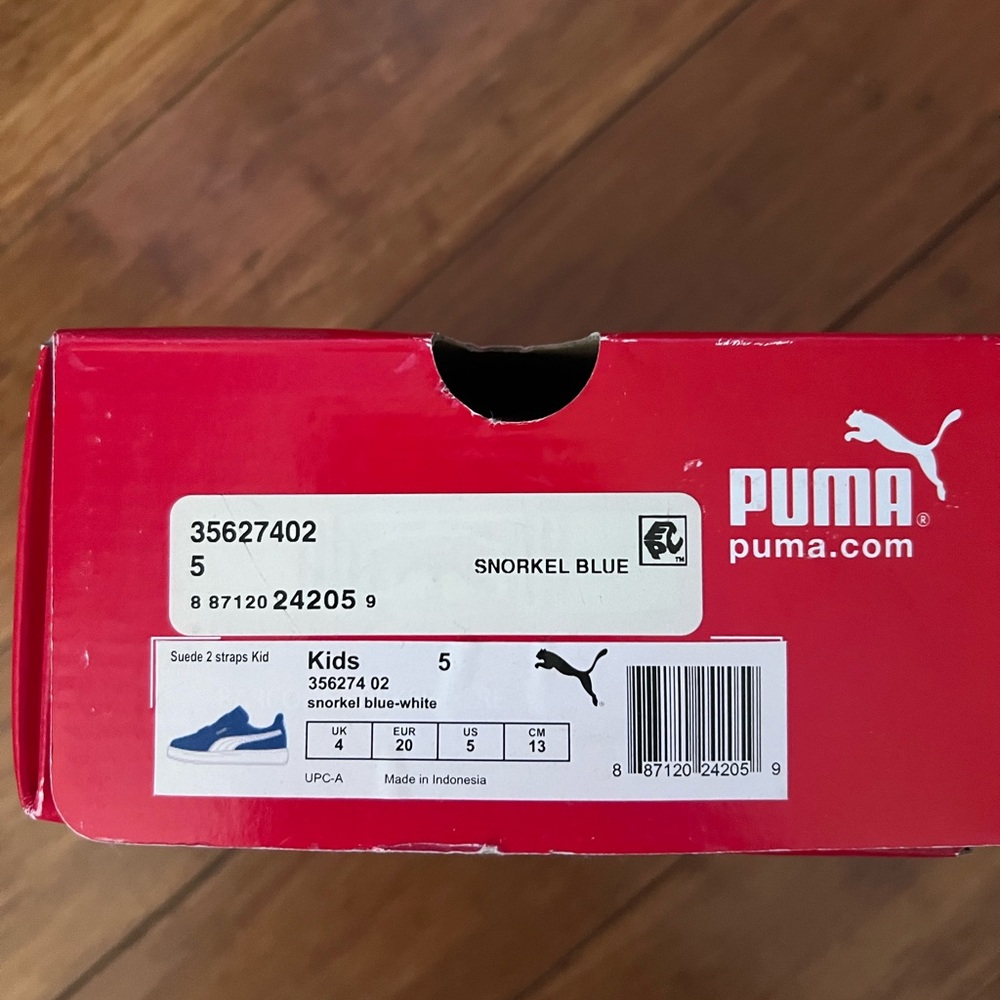 Puma Suede 2 Straps Toddler Shoes Snorkel Blue/White